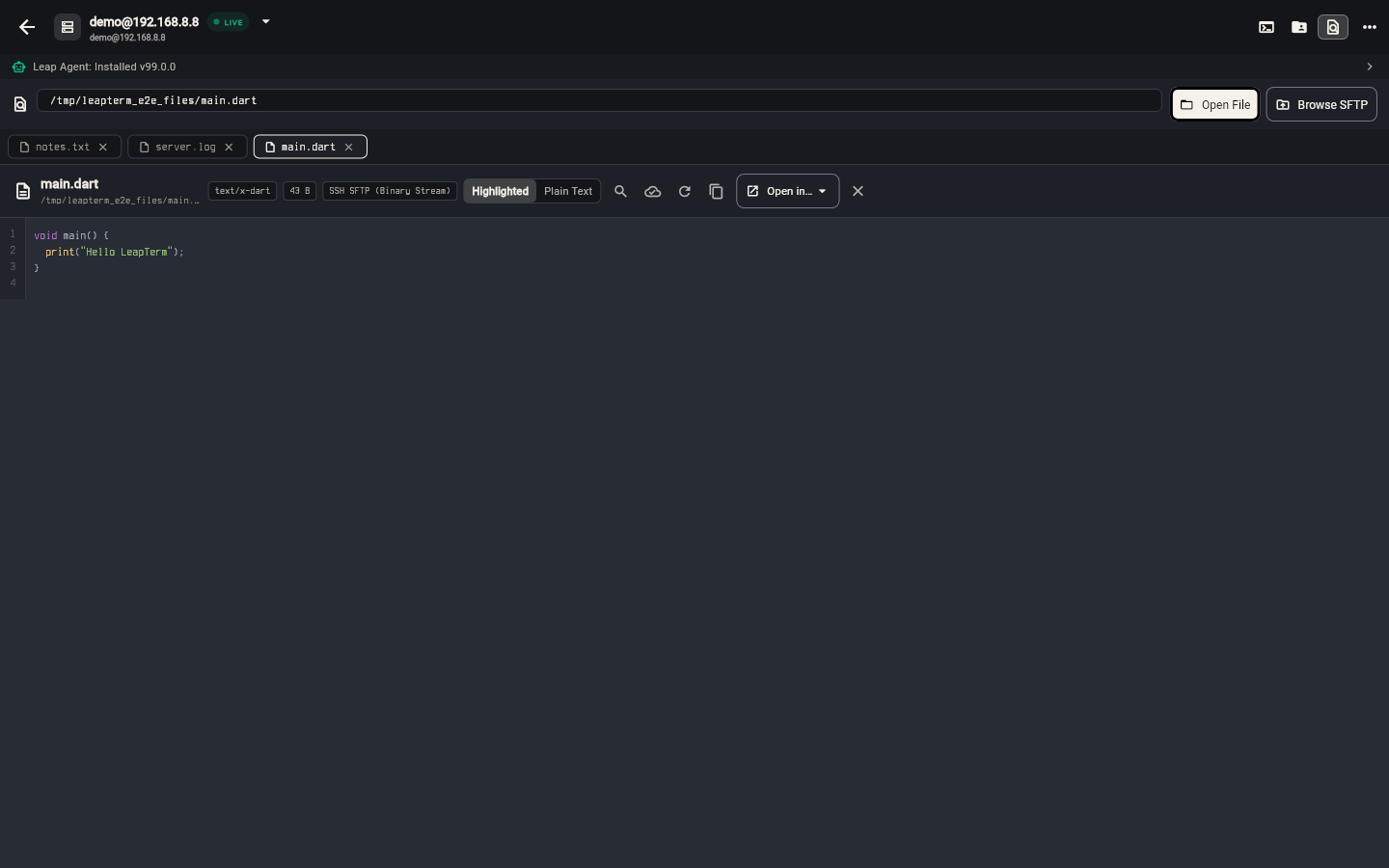 File Viewer showing syntax-highlighted source code with search and reload controls