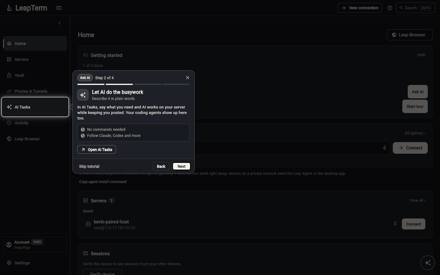 First-run tour introducing the AI companion bar